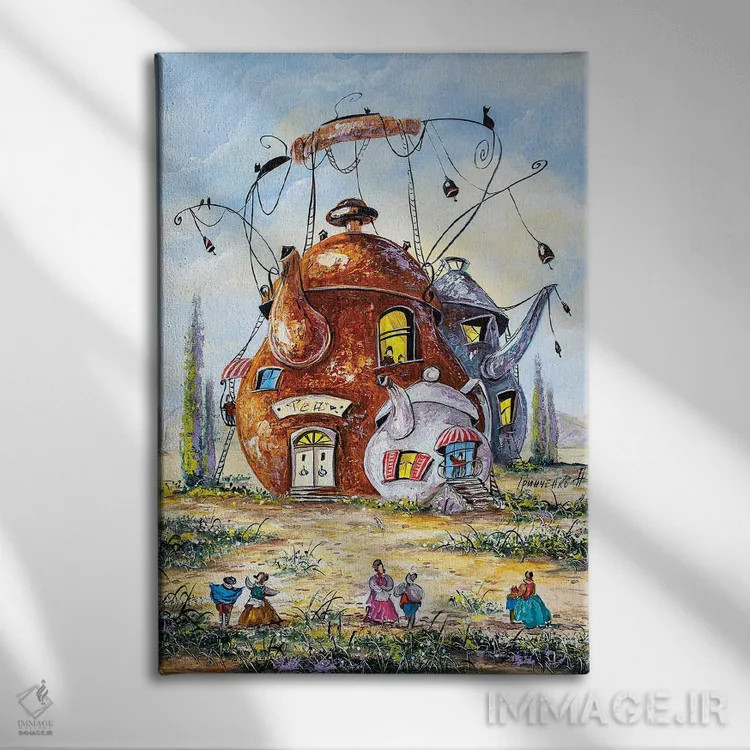 تابلو دکوراتیو داستان های شهر چای اثر ناتالیا گرینچنکو - نمای روبهرو روی دیوار