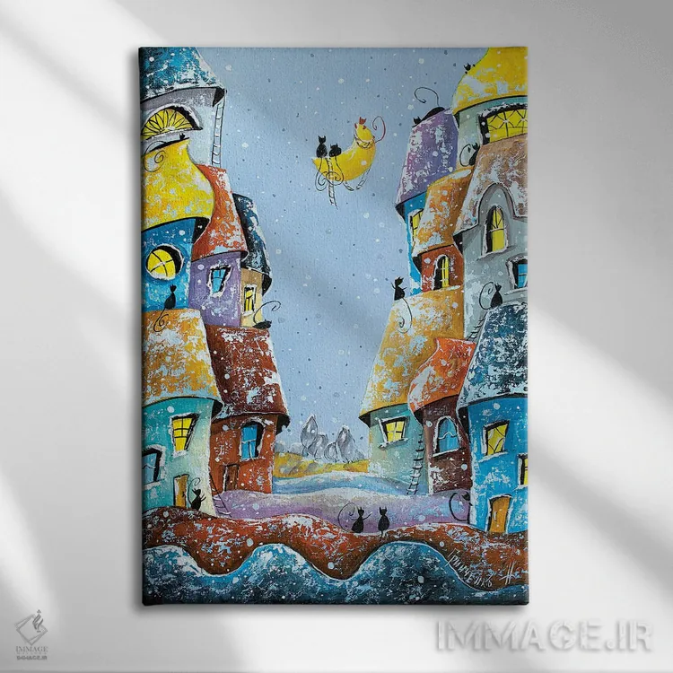 تابلو دکوراتیو لالایی زمستانی ماه اثر ناتالیا گرینچنکو - نمای روبهرو روی دیوار