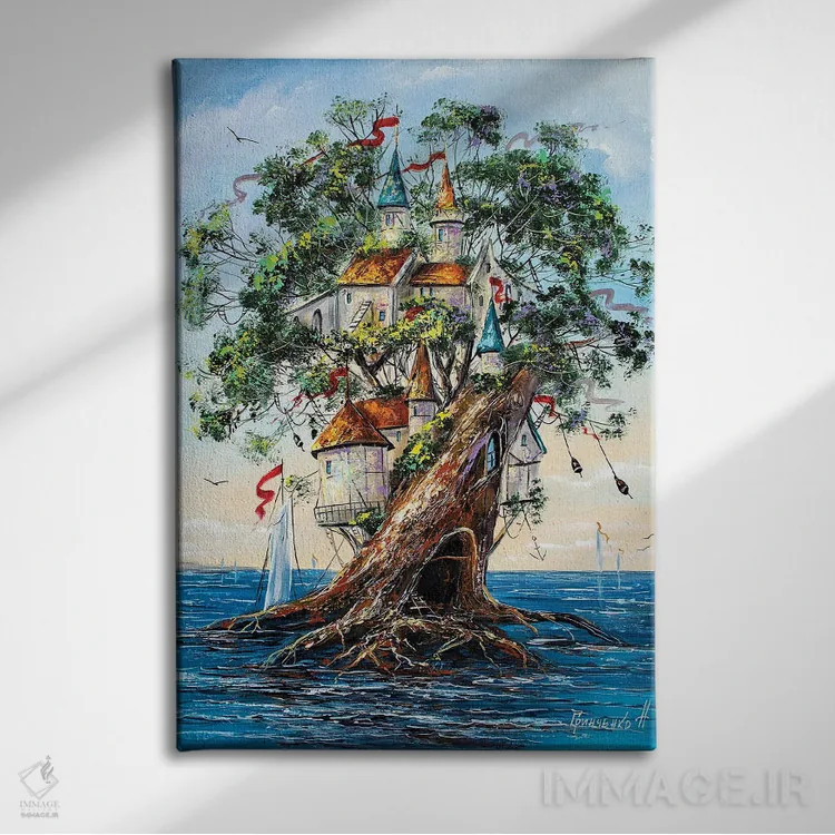 تابلو دکوراتیو درخت زندگی اثر ناتالیا گرینچنکو - نمای روبهرو روی دیوار