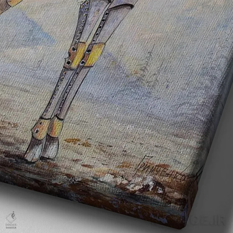 تابلو دکوراتیو گوزن استیم پانک اثر ناتالیا گرینچنکو - نمای نزدیک بافت بوم