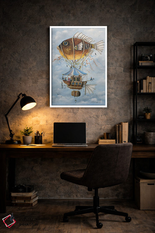 تابلو دکوراتیو سفری بسیار سرگرم کننده روی ماهی مکانیکی اثر ناتالیا گرینچنکو - D6W