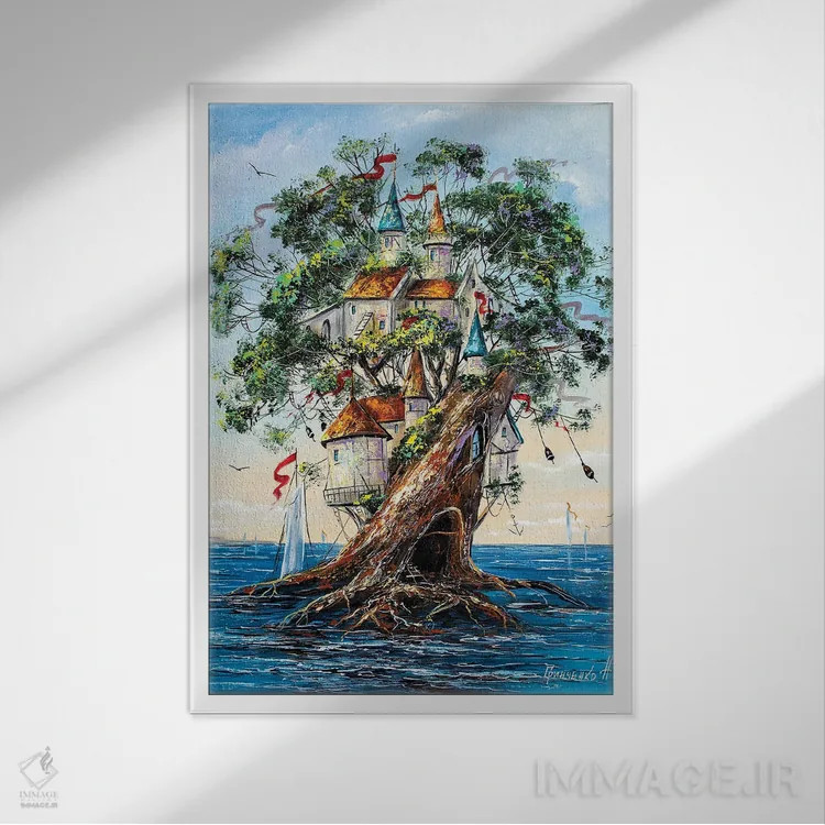 تابلو دکوراتیو درخت زندگی اثر ناتالیا گرینچنکو - نمای قابدار سفید