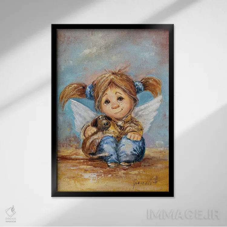 تابلو دکوراتیو فرشته نگهبان وفاداری بی پایان اثر ناتالیا گرینچنکو - نمای قابدار مشکی