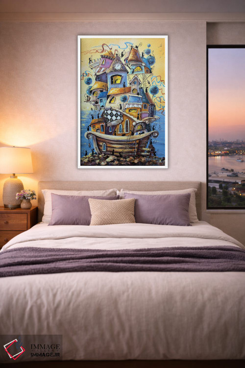 تابلو دکوراتیو شهر گربه ها به زودی در سفر دریایی است اثر ناتالیا گرینچنکو - D2W