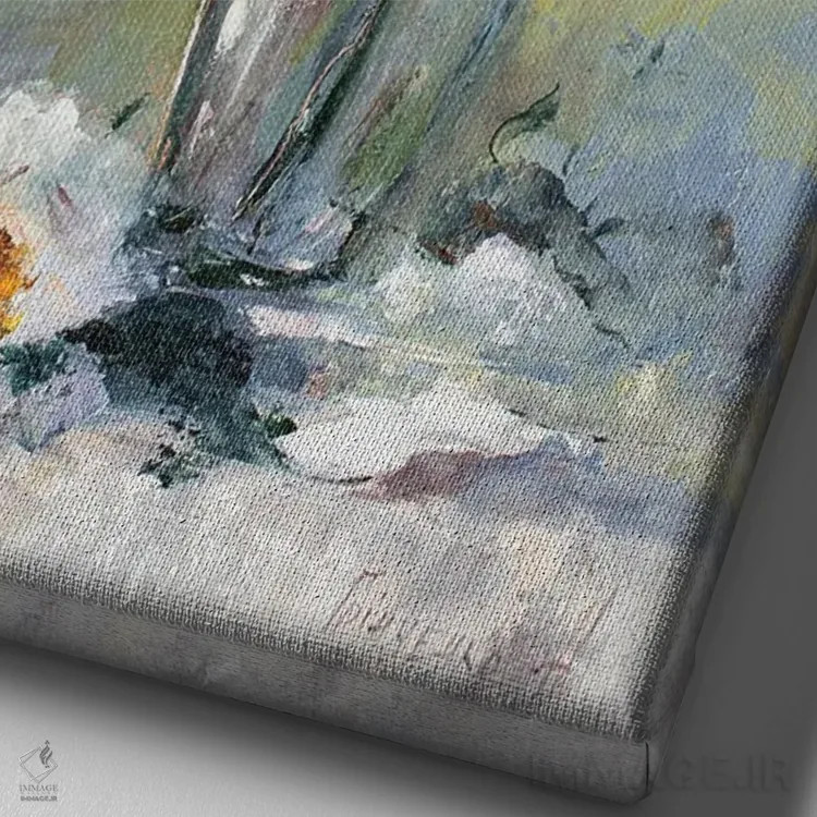 تابلو دکوراتیو دسته گل رز سفید اثر ناتالیا گرینچنکو - نمای نزدیک بافت بوم