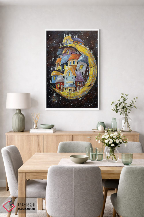 تابلو دکوراتیو ماجراجویی برفی در شهر قمری گربه ها اثر ناتالیا گرینچنکو - D6W