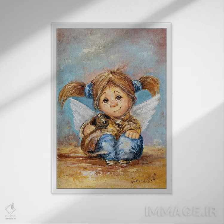 تابلو دکوراتیو فرشته نگهبان وفاداری بی پایان اثر ناتالیا گرینچنکو - نمای قابدار سفید