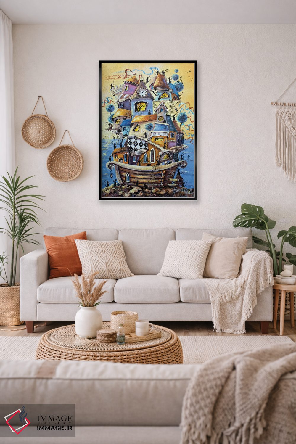تابلو دکوراتیو شهر گربه ها به زودی در سفر دریایی است اثر ناتالیا گرینچنکو - D3B