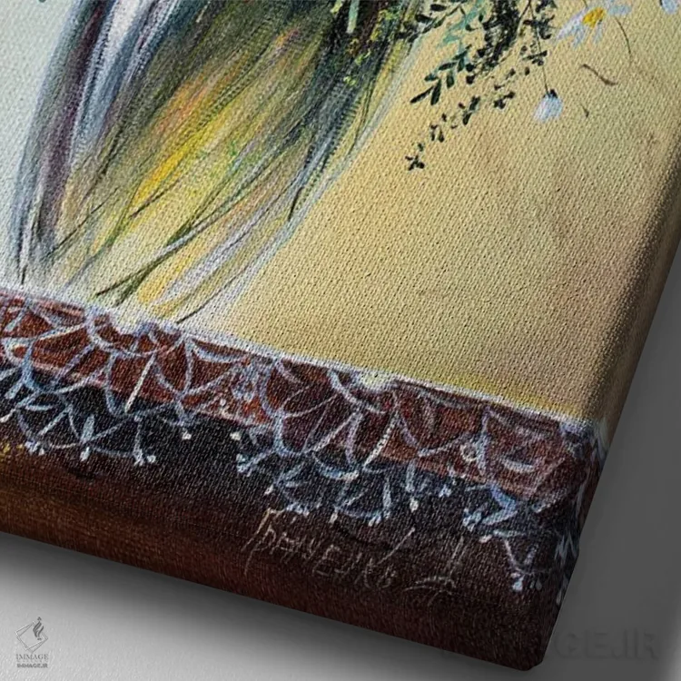 تابلو دکوراتیو گل های وحشی اثر ناتالیا گرینچنکو - نمای نزدیک بافت بوم