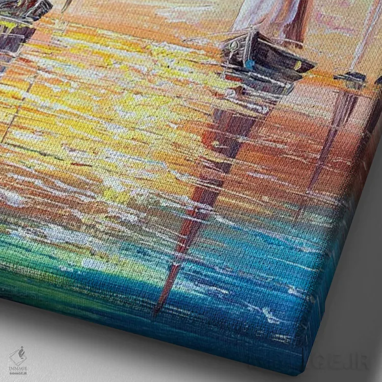 تابلو دکوراتیو قایق های تفریحی در تعطیلات اثر ناتالیا گرینچنکو - نمای نزدیک بافت بوم