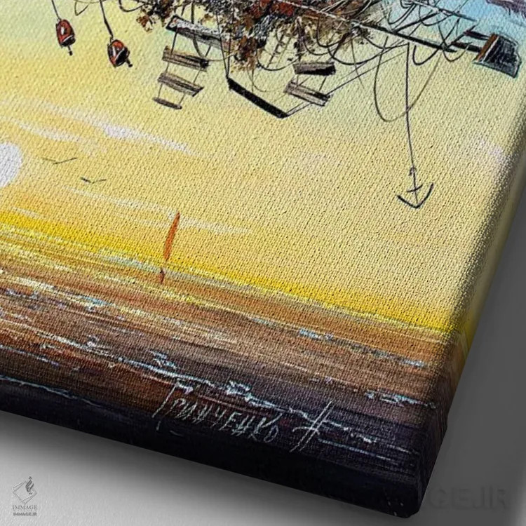 تابلو دکوراتیو هلندی های پرنده اثر ناتالیا گرینچنکو - نمای نزدیک بافت بوم