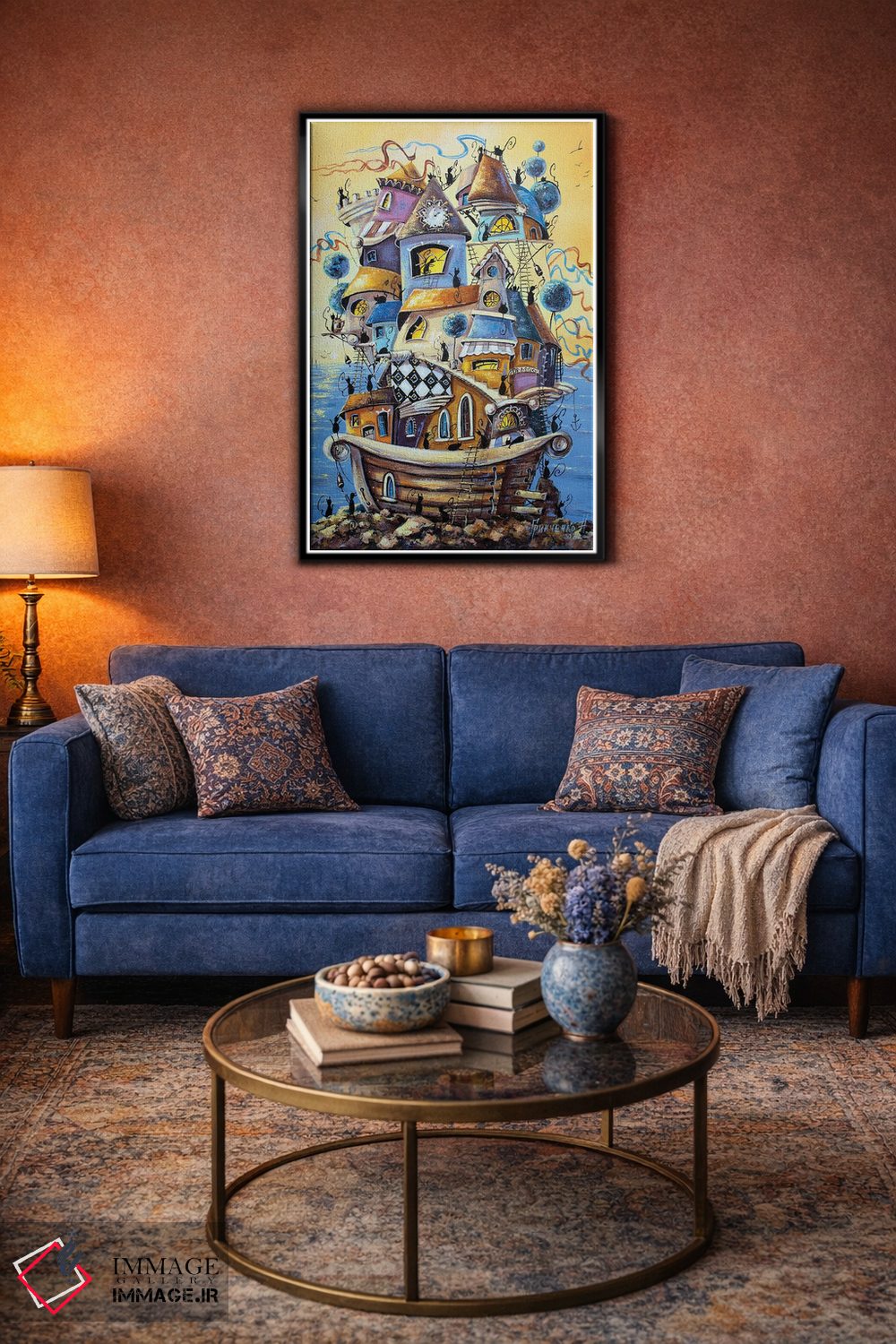 تابلو دکوراتیو شهر گربه ها به زودی در سفر دریایی است اثر ناتالیا گرینچنکو - D5B