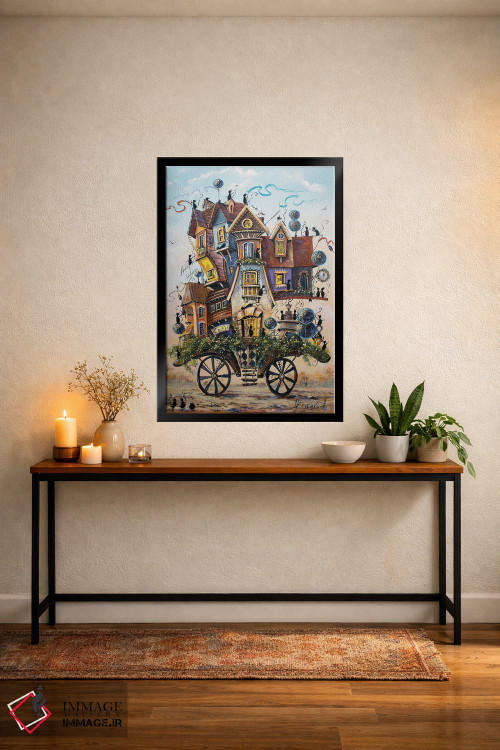 تابلو دکوراتیو سرگرمی جالب در شهر مسافرتی گربه ها اثر ناتالیا گرینچنکو - D5B