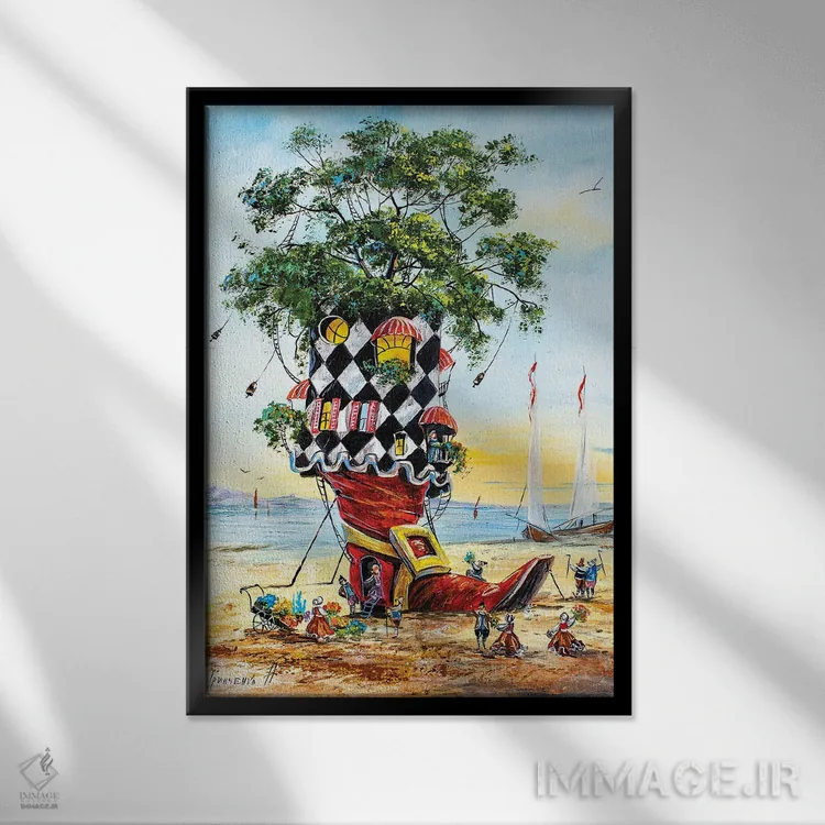 تابلو دکوراتیو دیدار دختر گل فروش اثر ناتالیا گرینچنکو - نمای قابدار مشکی