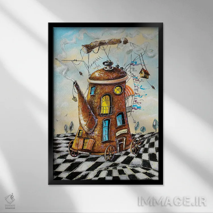 تابلو دکوراتیو مسافر خانه چای اثر ناتالیا گرینچنکو - نمای قابدار مشکی