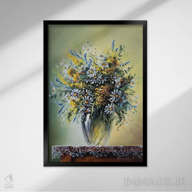 تابلو دکوراتیو گل های وحشی اثر ناتالیا گرینچنکو - نمای قابدار مشکی