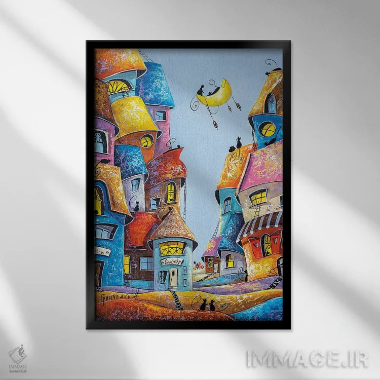 تابلو دکوراتیو لالایی قمری اثر ناتالیا گرینچنکو - نمای قابدار مشکی