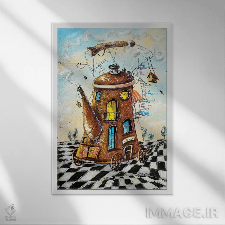 تابلو دکوراتیو مسافر خانه چای اثر ناتالیا گرینچنکو - نمای قابدار سفید