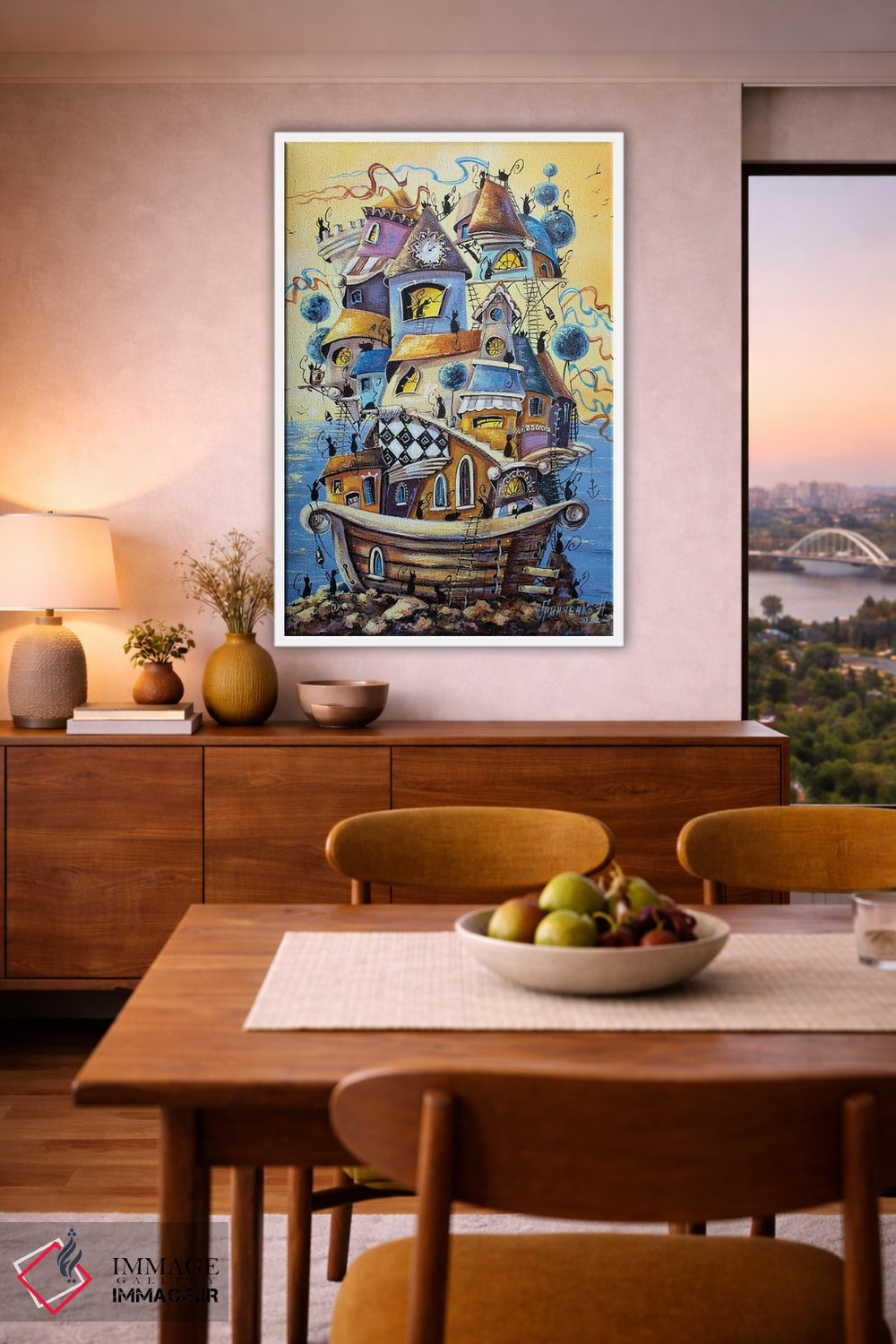 تابلو دکوراتیو شهر گربه ها به زودی در سفر دریایی است اثر ناتالیا گرینچنکو - D6W