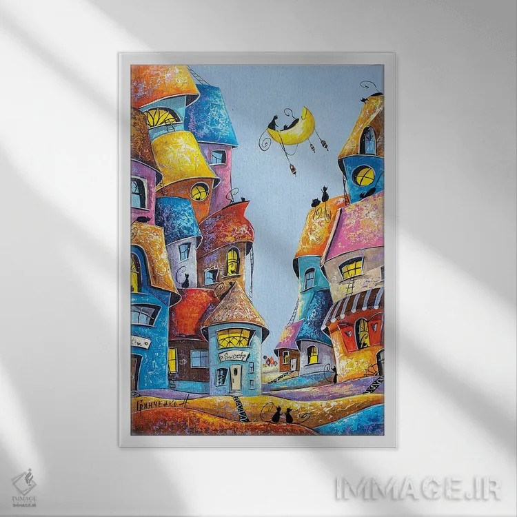 تابلو دکوراتیو لالایی قمری اثر ناتالیا گرینچنکو - نمای قابدار سفید