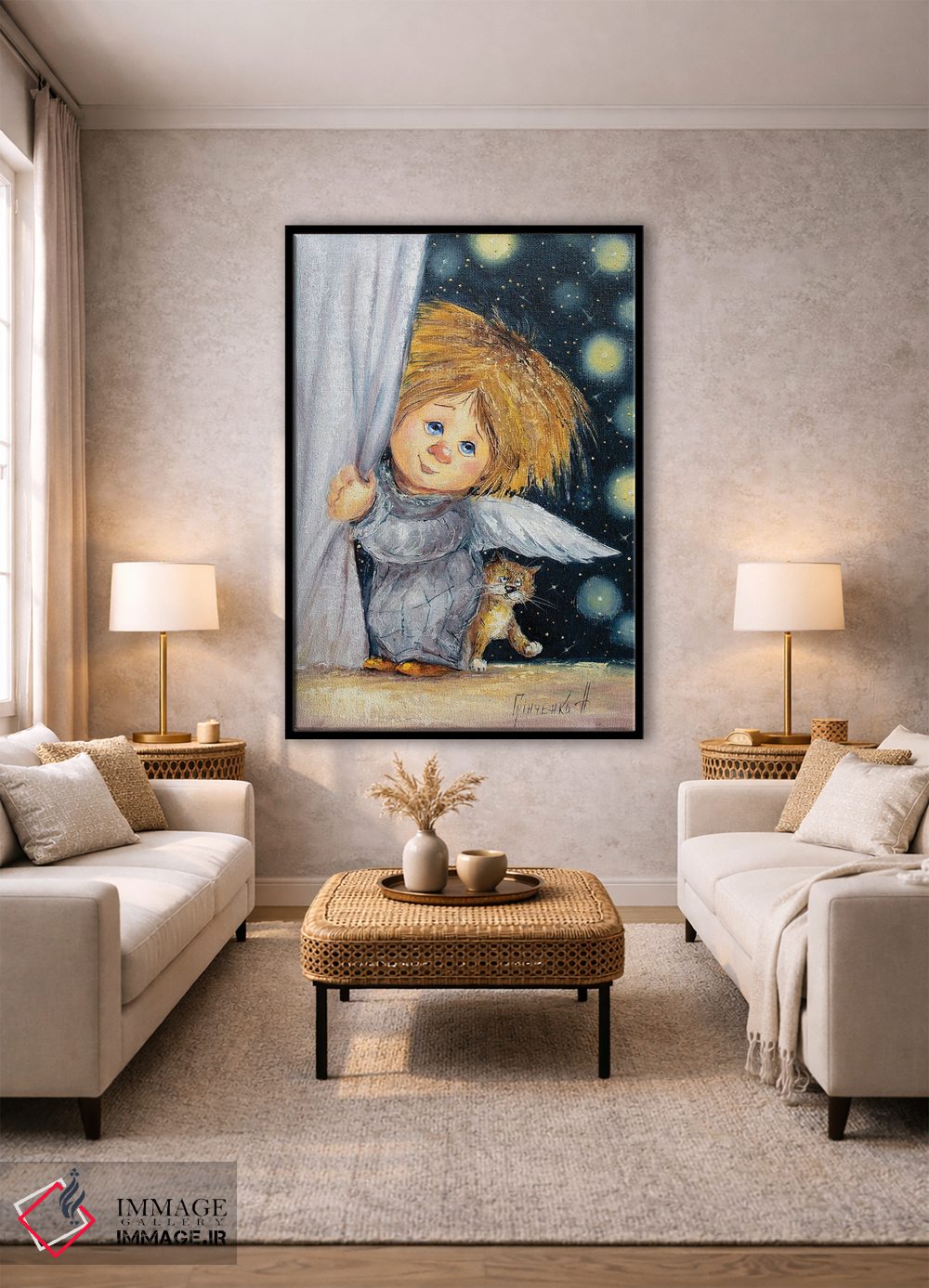 تابلو دکوراتیو فرشته نگهبان خواب های شیرین اثر ناتالیا گرینچنکو - D2B