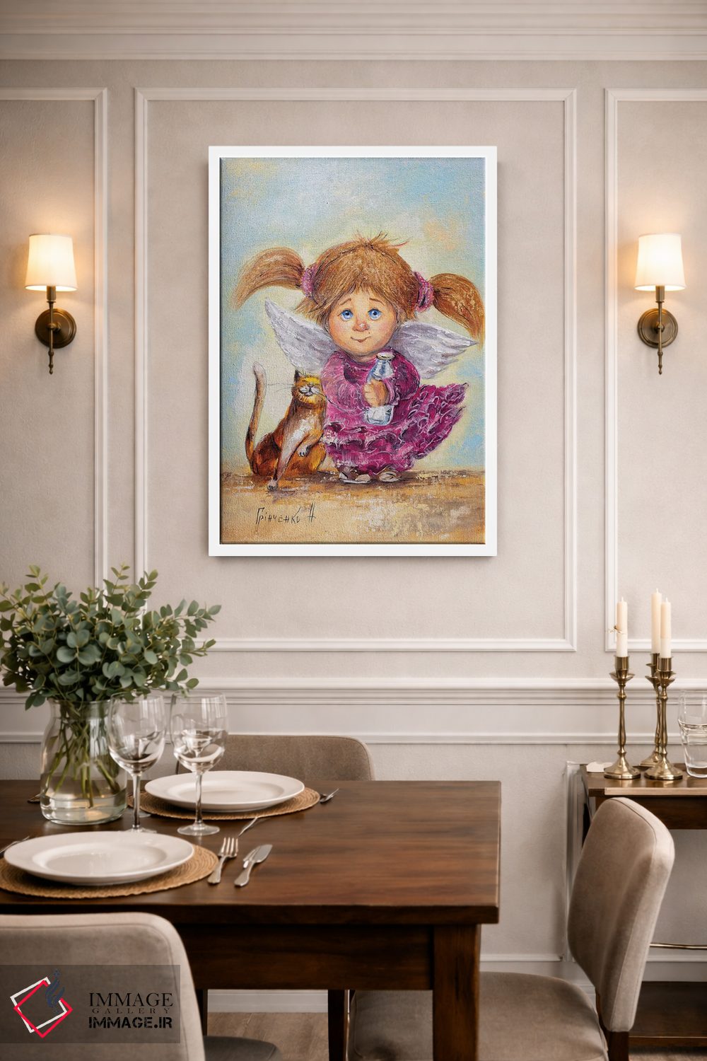 تابلو دکوراتیو فرشته نگهبان آرزوهای عزیز اثر ناتالیا گرینچنکو - D1W
