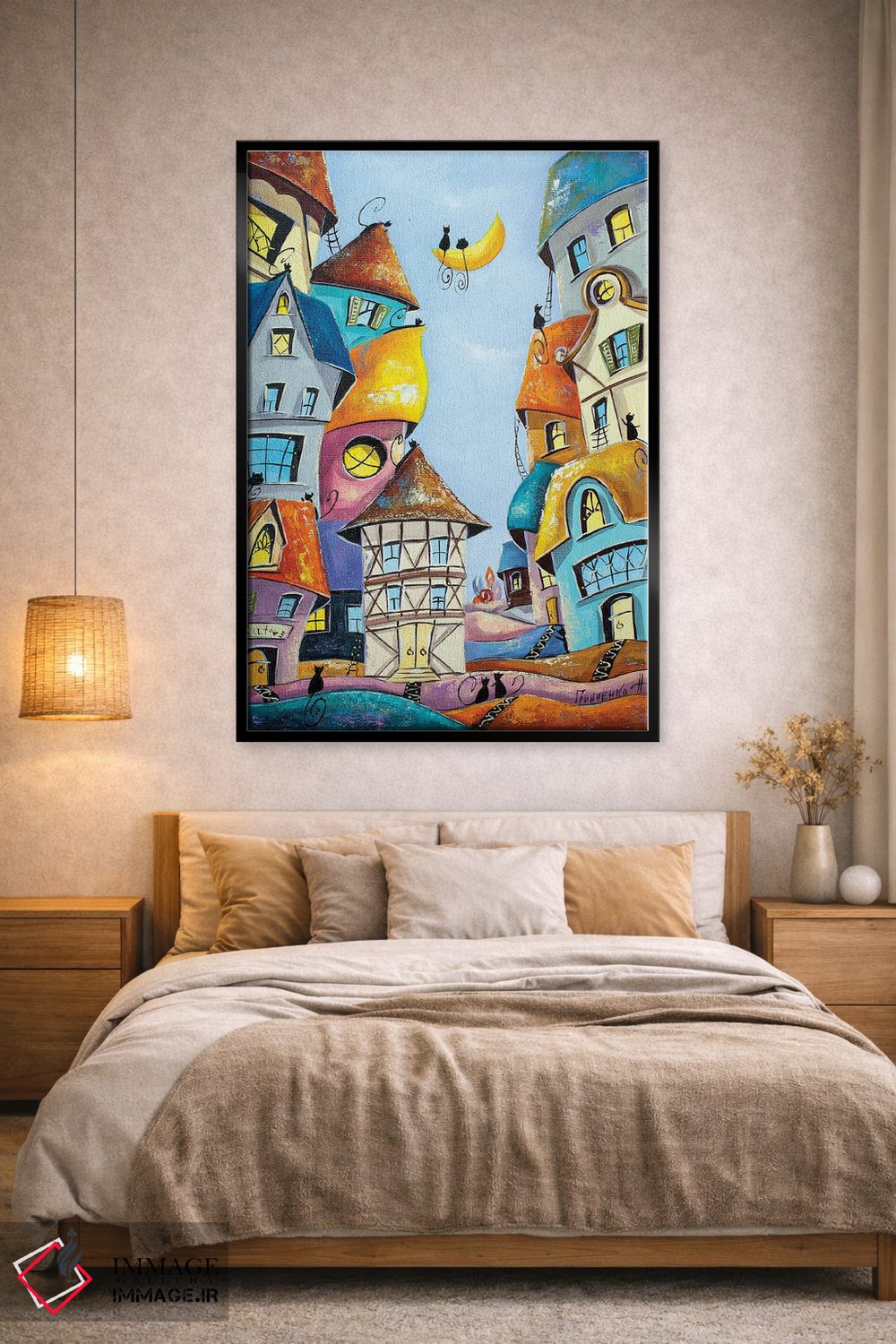 تابلو دکوراتیو لالایی در شهر گربه ها اثر ناتالیا گرینچنکو - D2B