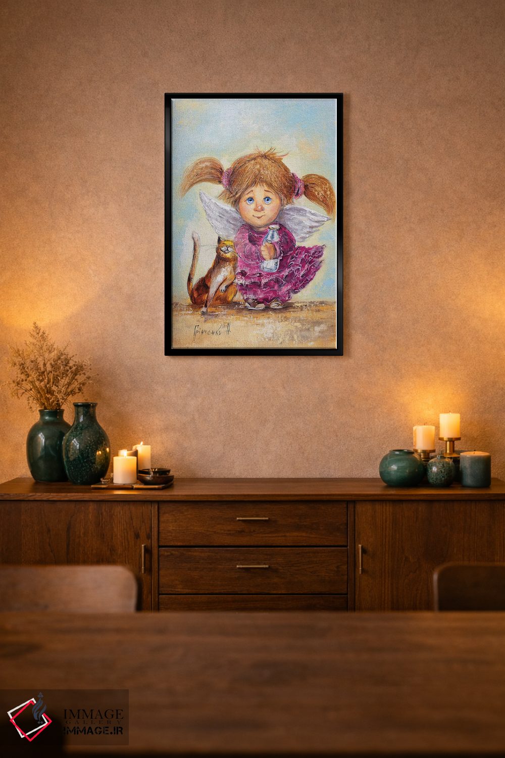 تابلو دکوراتیو فرشته نگهبان آرزوهای عزیز اثر ناتالیا گرینچنکو - D2B