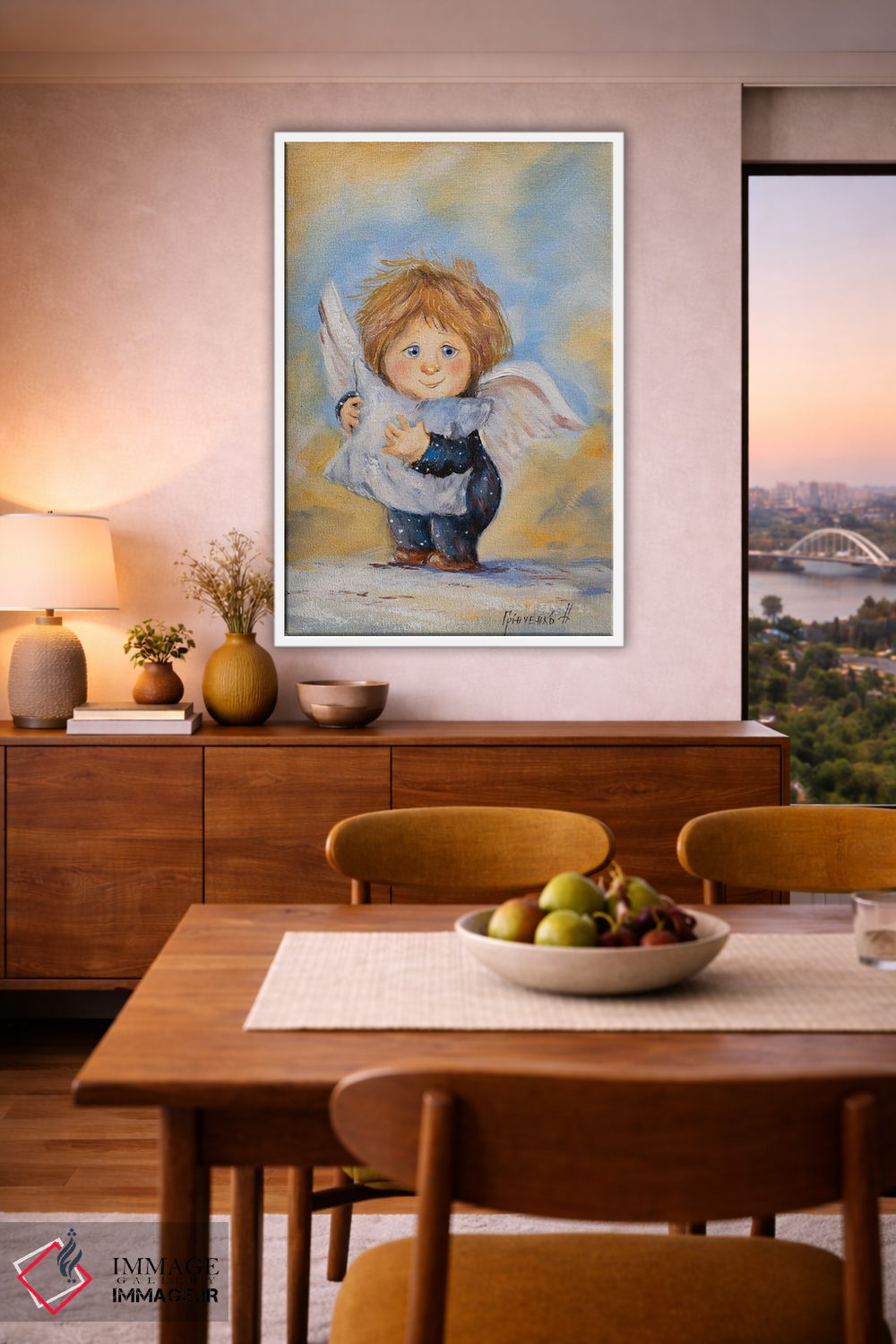 تابلو دکوراتیو فرشته نگهبان رویاهای کودکان اثر ناتالیا گرینچنکو - D5W