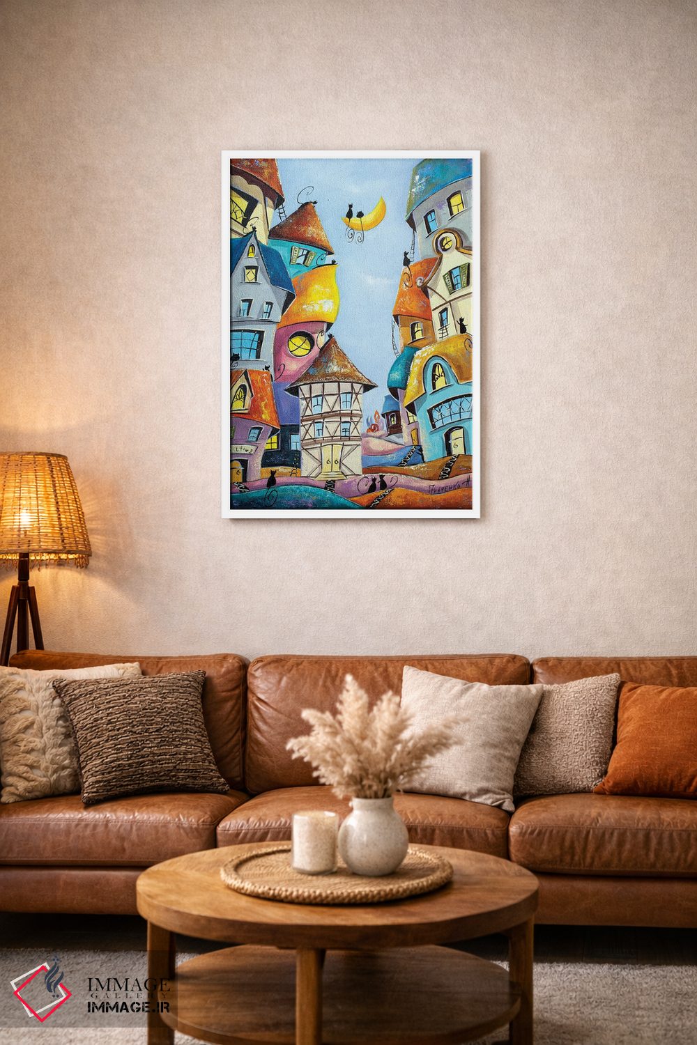 تابلو دکوراتیو لالایی در شهر گربه ها اثر ناتالیا گرینچنکو - D3W