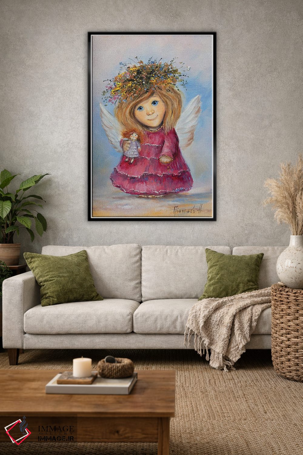 تابلو دکوراتیو فرشته نگهبان آرزوهای کودکان اثر ناتالیا گرینچنکو - D1B