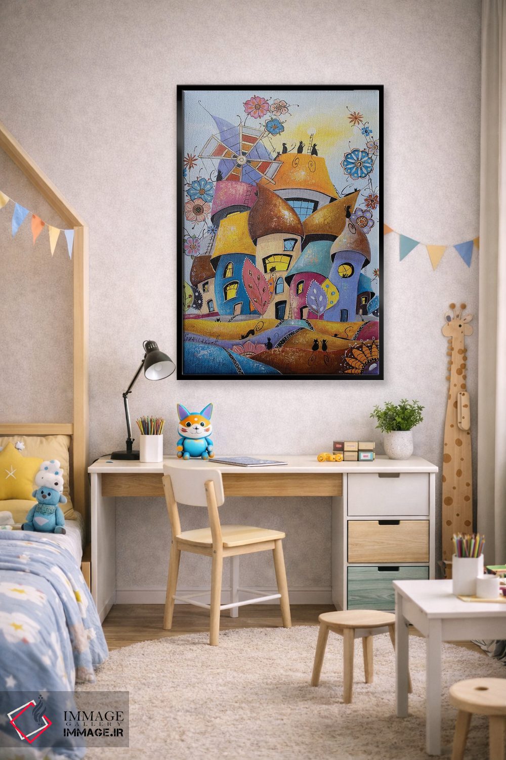 تابلو دکوراتیو شادترین شهر گربه ها اثر ناتالیا گرینچنکو - D2B