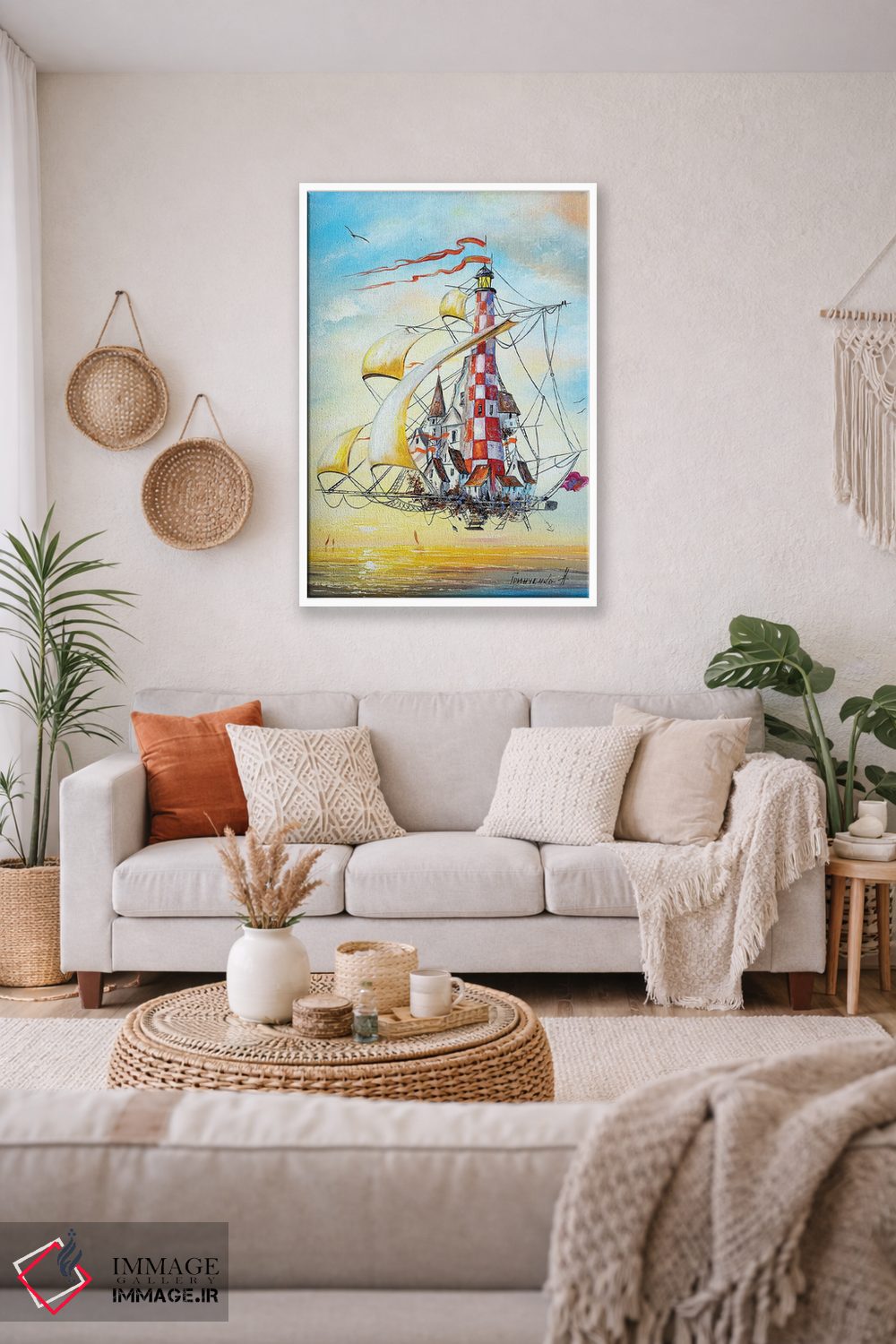 تابلو دکوراتیو فانوس دریایی پرنده اثر ناتالیا گرینچنکو - D2W