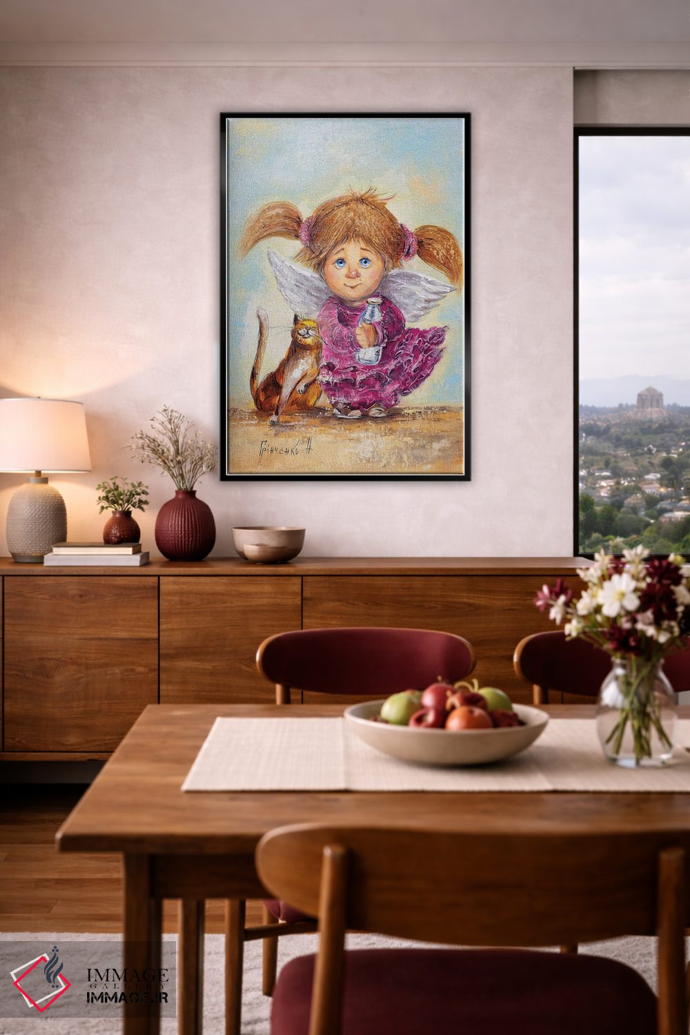 تابلو دکوراتیو فرشته نگهبان آرزوهای عزیز اثر ناتالیا گرینچنکو - D5B