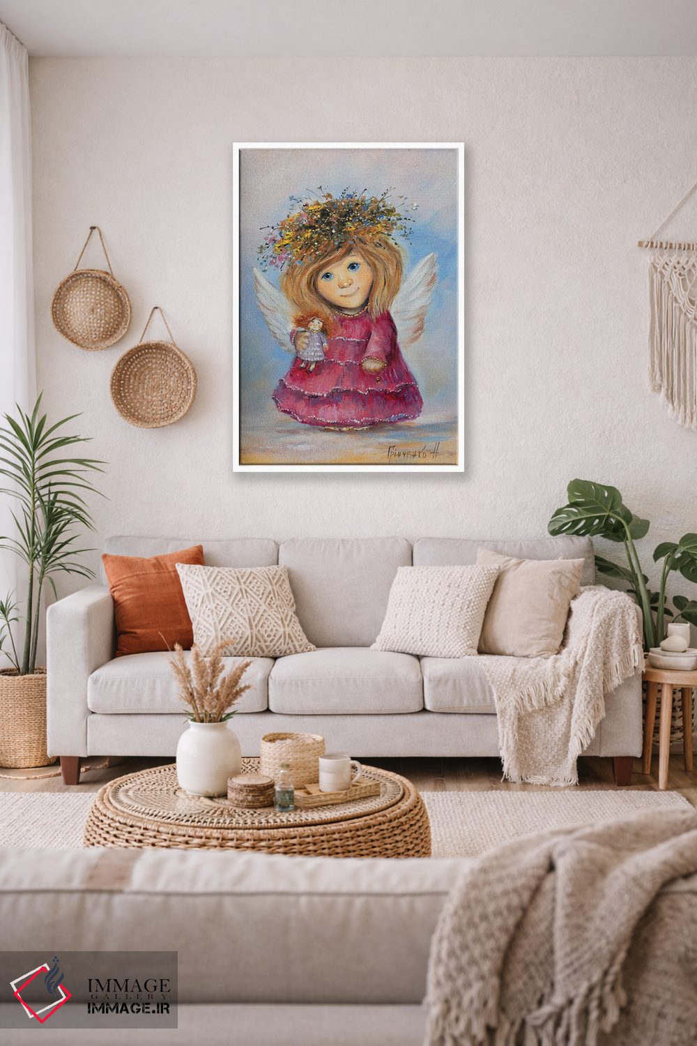 تابلو دکوراتیو فرشته نگهبان آرزوهای کودکان اثر ناتالیا گرینچنکو - D2W