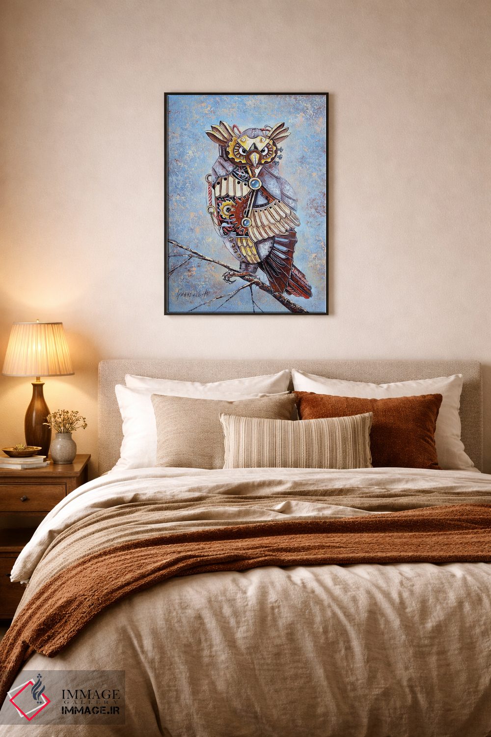 تابلو دکوراتیو جغد مکانیکی اثر ناتالیا گرینچنکو - D6B