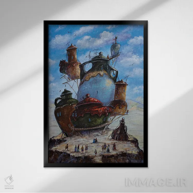 تابلو دکوراتیو در شهر کوزه ها اثر ناتالیا گرینچنکو - نمای قابدار مشکی