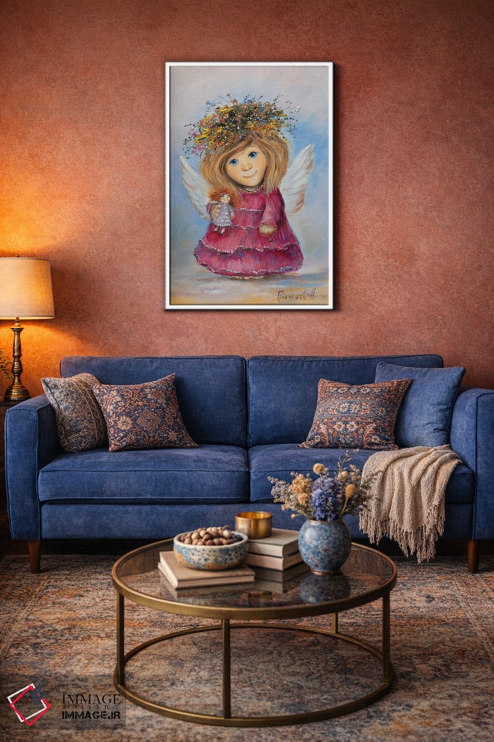 تابلو دکوراتیو فرشته نگهبان آرزوهای کودکان اثر ناتالیا گرینچنکو - D3W