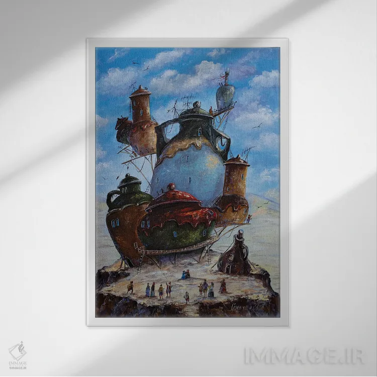 تابلو دکوراتیو در شهر کوزه ها اثر ناتالیا گرینچنکو - نمای قابدار سفید