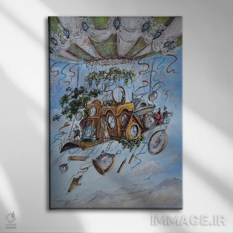 تابلو دکوراتیو زمان پرواز می کند اثر ناتالیا گرینچنکو - نمای روبهرو روی دیوار