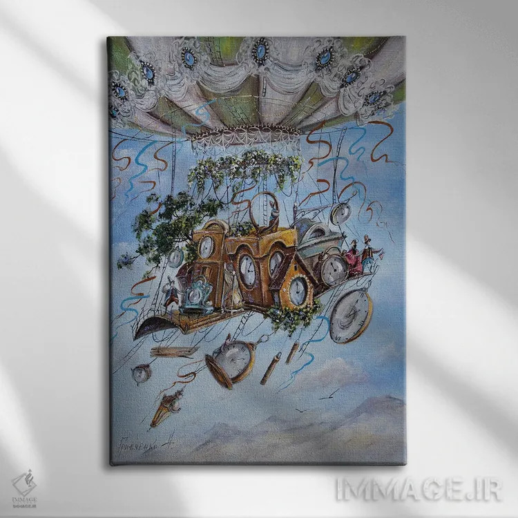 تابلو دکوراتیو زمان پرواز می کند اثر ناتالیا گرینچنکو - نمای روبهرو روی دیوار