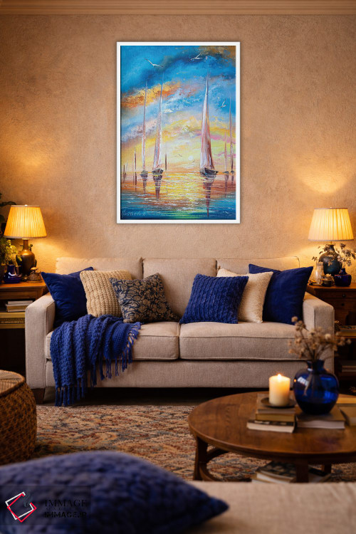 تابلو دکوراتیو قایق های تفریحی در تعطیلات اثر ناتالیا گرینچنکو - D3W