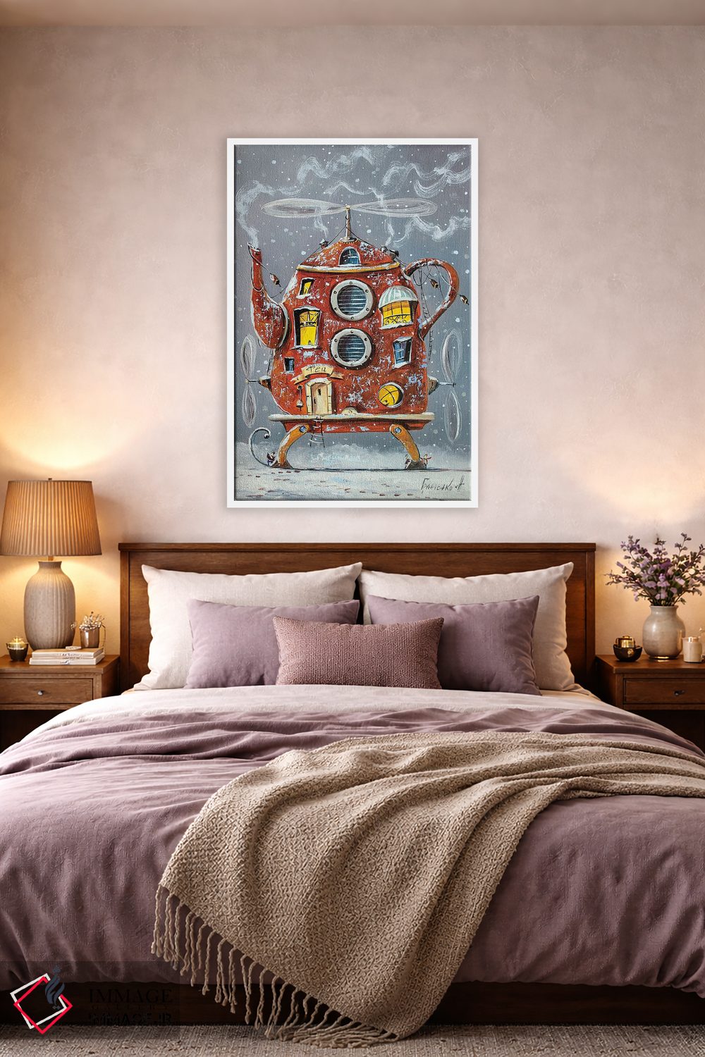 تابلو دکوراتیو خانه گرم قوری اثر ناتالیا گرینچنکو - D3W