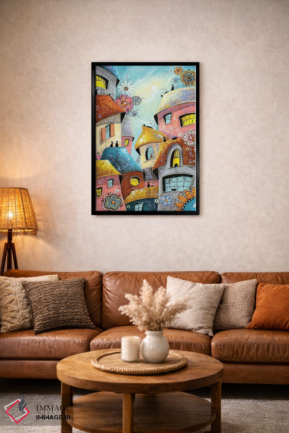 تابلو دکوراتیو حالت گلی در شهر گربه ها اثر ناتالیا گرینچنکو - D3B