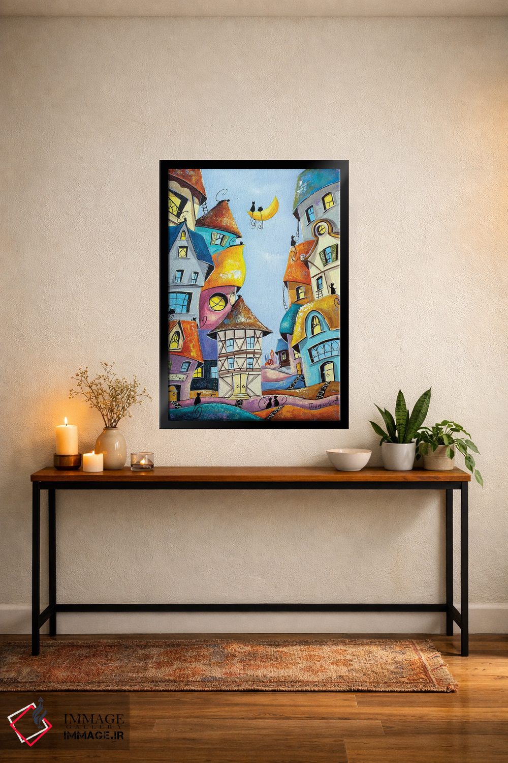 تابلو دکوراتیو لالایی در شهر گربه ها اثر ناتالیا گرینچنکو - D6B