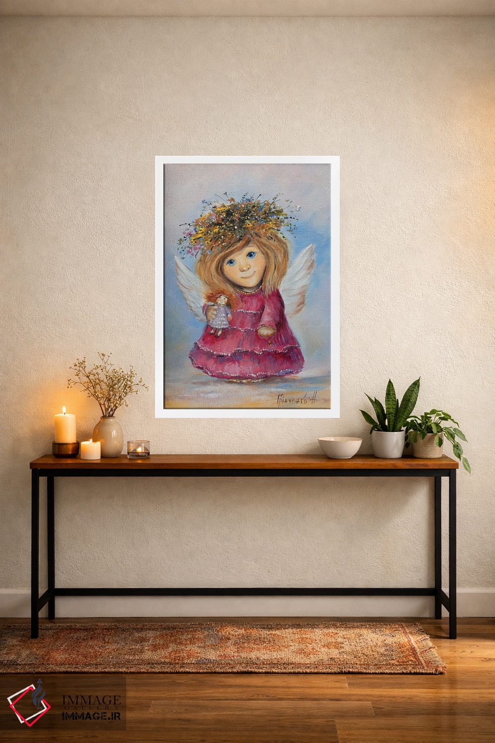تابلو دکوراتیو فرشته نگهبان آرزوهای کودکان اثر ناتالیا گرینچنکو - D4W