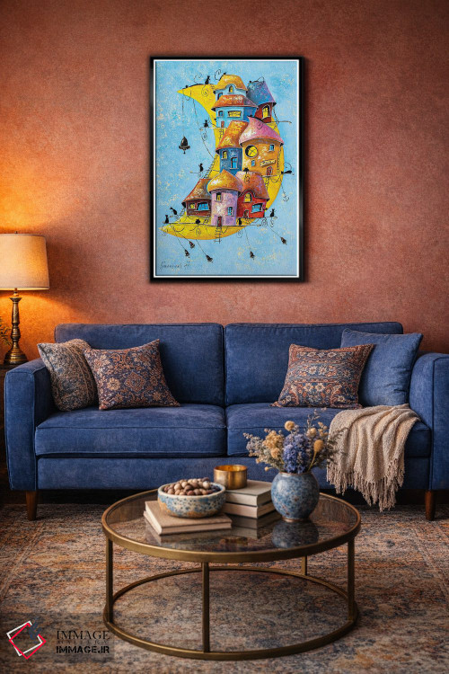 تابلو دکوراتیو شهر قمری گربه ها اثر ناتالیا گرینچنکو - D4B