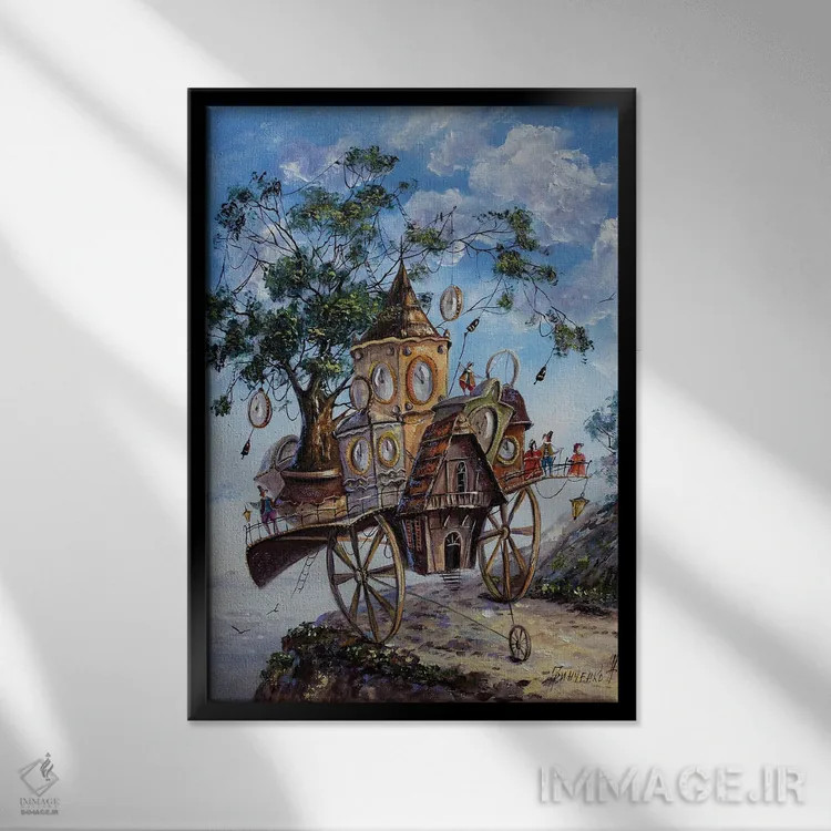 تابلو دکوراتیو نگهبانان زمان اثر ناتالیا گرینچنکو - نمای قابدار مشکی