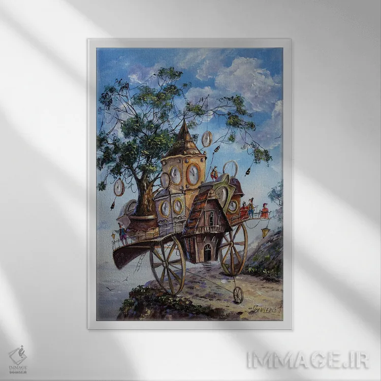 تابلو دکوراتیو نگهبانان زمان اثر ناتالیا گرینچنکو - نمای قابدار سفید