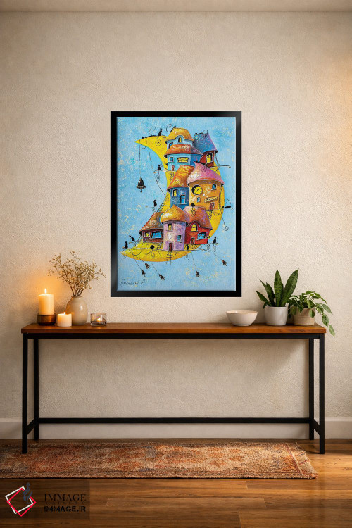 تابلو دکوراتیو شهر قمری گربه ها اثر ناتالیا گرینچنکو - D5B